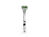 Silver Fancy Green Cushion Cut Diamond Engagement Ring with Side Stone Accents and Four-Prong Setting_14