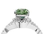 Silver Fancy Green Cushion Cut Diamond  Halo Twist Band Solitaire Prong Setting Ring_16