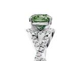 Silver Fancy Green Cushion Cut Diamond  Halo Twist Band Solitaire Prong Setting Ring_17