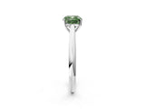 Silver Fancy Green Cushion Cut Diamond Solitaire Engagement Ring with Cathedral Setting and Four-Prong Mount_2