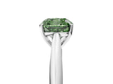 Silver Fancy Green Cushion Cut Diamond Solitaire Engagement Ring with Cathedral Setting and Four-Prong Mount_5