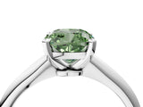 Silver Fancy Green Cushion Cut Diamond Solitaire Engagement Ring with Classic Band and Four-Prong Setting_16