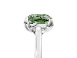 Silver Fancy Green Cushion Cut Diamond Solitaire Ring with Flower Prong Setting and Classic Band_5