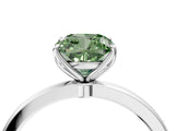 Silver Fancy Green Cushion Cut Diamond Solitaire Ring with Thin Band and Prong Setting_4