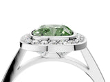 Silver Fancy Green Cushion Cut Halo Bezel Diamond Pave Band Ring_16