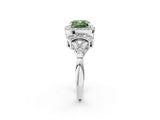Silver Fancy Green Cushion Cut Halo Diamond Split Shank Engagement Ring with Four-Prong Setting_20