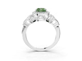 Silver Fancy Green Cushion Cut Halo Diamond Split Shank Engagement Ring with Four-Prong Setting_21