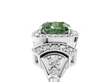Silver Fancy Green Cushion Cut Halo Diamond Split Shank Engagement Ring with Four-Prong Setting_23