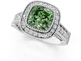 Silver Fancy Green Cushion Cut Halo Diamond Split Shank Pave Ring_13