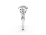 Silver Fancy Green Cushion Cut Halo Diamond Split Shank Pave Ring_14