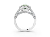 Silver Fancy Green Cushion Cut Halo Diamond Split Shank Pave Ring_15
