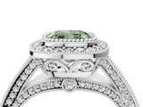 Silver Fancy Green Cushion Cut Halo Diamond Split Shank Pave Ring_16