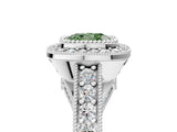 Silver Fancy Green Cushion Cut Halo Diamond Split Shank Pave Ring_17