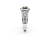 Silver Fancy Green Cushion Cut Halo Diamond Split Shank Ring with Prong Setting_14