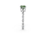 Silver Fancy Green Cushion Cut Solitaire Diamond Ring with Infinity Twist Band and Four-Prong Setting_86