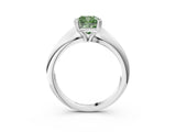 Silver Fancy Green Cushion  Cut Solitaire Engagement Ring with Tapered Band and Four-Prong Setting 4