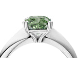 Silver Fancy Green Cushion  Cut Solitaire Engagement Ring with Tapered Band and Four-Prong Setting 5