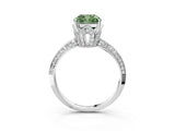 Silver Fancy Green Cushion Cut Solitaire Split Shank Pave Diamond Engagement Ring with Four-Prong Setting_57