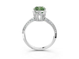 Silver Fancy Green Cushion Cut Solitaire Split Shank Pave Diamond Engagement Ring with Four-Prong Setting_9