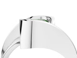 Silver Fancy Green Cushion Cut Solitaire Tension-Set Diamond Split Shank Ring_10