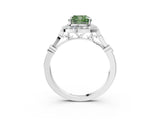 Silver Fancy Green Cushion  Halo Diamond Engagement Ring with Twisted Band and Four-Prong Setting 3