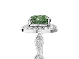 Silver Fancy Green Cushion  Halo Diamond Engagement Ring with Twisted Band and Four-Prong Setting 5