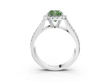 Silver Fancy Green Cushion  Halo Round Diamond Pave Band with Prong Setting 4