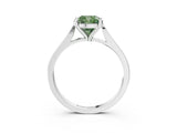 Silver Fancy Green Cushion  Solitaire Diamond Ring with Four-Prong Setting and Tapered Band 4