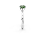 Silver Fancy Green Cushion  Solitaire Diamond Ring with Split Shank and Four-Prong Setting_14