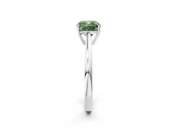 Sterling Silver Cushion Cut Cathedral Solitaire Engagement Ring Setting for Fancy Green Center with Open Shoulders