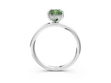Silver Fancy Green Cushion  Solitaire Diamond Ring with a Classic Band and Four-Prong Setting 3