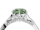 Silver Fancy Green Cushion  Solitaire Twist Band Six-Prong Setting 5