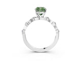 Silver Fancy Green Cushion  Solitaire Twisted Band with Prong Setting 4