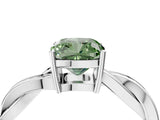 Silver Fancy Green Cushion  Solitaire Twisted Pave Diamond Ring with Four-Prong Setting_4