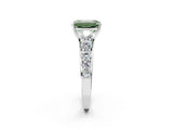 Silver Fancy Green Emerald Cut Brilliant Diamond Pavé Band with Six-Prong Setting_26