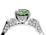 Silver Fancy Green Emerald Cut Brilliant Three-Stone Pave Band with Four-Prong Setting_10