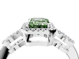 Silver Fancy Green Emerald Cut Cut Halo Diamond Infinity Band with Four-Prong Setting_10