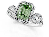 Silver Fancy Green Emerald Cut Cut Halo Diamond Infinity Band with Four-Prong Setting_7