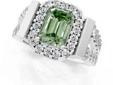 Silver Fancy Green Emerald Cut Cut Halo Split Shank Prong Set Ring_37