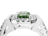 Silver Fancy Green Emerald Cut Cut Halo Split Shank Prong Set Ring_40