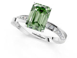 Silver Fancy Green Emerald Cut Diamond Engagement Ring with Side Stone Accents and Four-Prong Setting_13