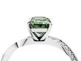Silver Fancy Green Emerald Cut Diamond Engagement Ring with Side Stone Accents and Four-Prong Setting_16