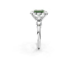 Silver Fancy Green Emerald  Cut Diamond Floral Halo Engagement Ring with Shared Prong Setting 3
