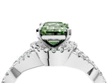 Silver Fancy Green Emerald Cut Diamond  Halo Twist Band Solitaire Prong Setting Ring_28