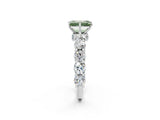 Silver Fancy Green Emerald Cut Diamond Side Stone Engagement Ring with Four-Prong Setting_14