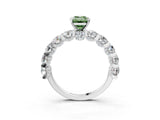 Silver Fancy Green Emerald Cut Diamond Side Stone Engagement Ring with Four-Prong Setting_15