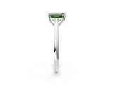 Silver Fancy Green Emerald Cut Diamond Solitaire Engagement Ring with Cathedral Setting and Four-Prong Mount_2