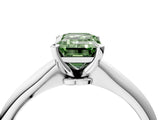 Silver Fancy Green Emerald Cut Diamond Solitaire Engagement Ring with Classic Band and Four-Prong Setting_16