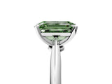 Silver Fancy Green Emerald Cut Diamond Solitaire Engagement Ring with Classic Band and Four-Prong Setting_17