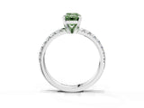 Silver Fancy Green Emerald Cut Diamond Solitaire Pavé Engagement Ring with Round Band and Prong Setting_5
